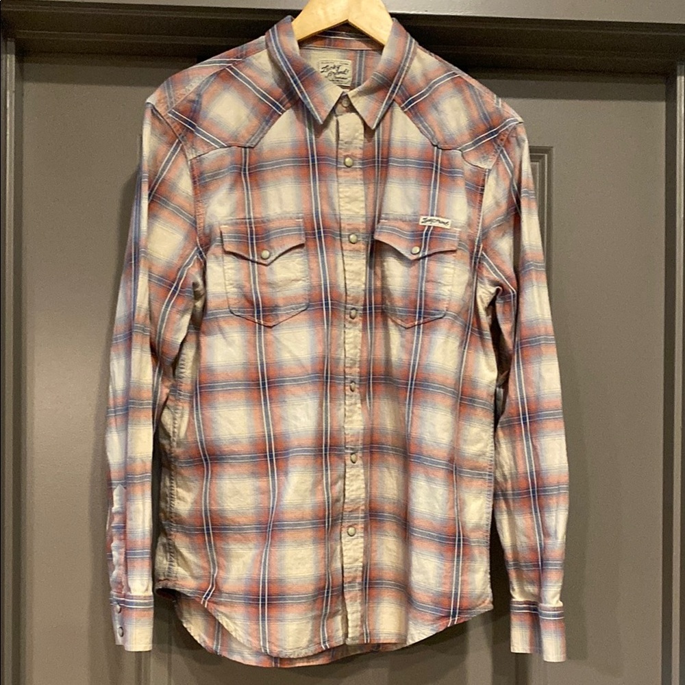 Lucky Brand Sportswear Distinctive Western Pearl Snaps LS Shirt Mens Sz Large